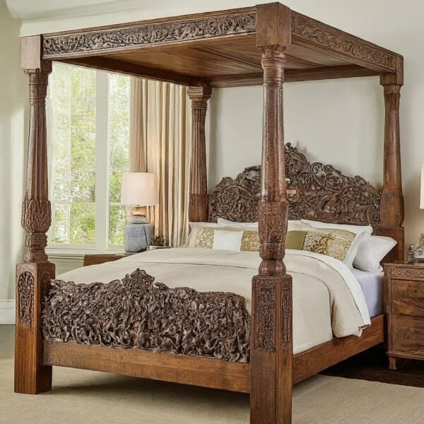 Handcrafted Teak Wood Bed